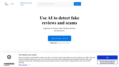 Screenshot of Fakespot.com