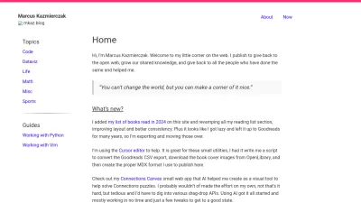 Screenshot of Mkaz.blog