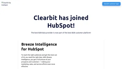 Screenshot of Clearbit.com