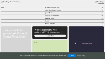 Screenshot of Myersbriggs.org