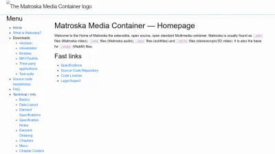 Screenshot of Matroska.org
