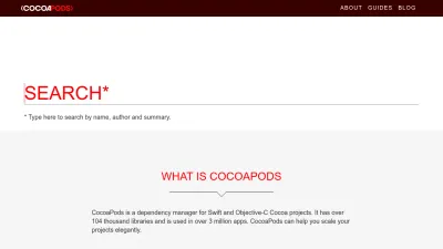 Screenshot of Cocoapods.org