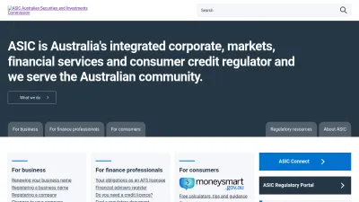 Screenshot of Asic.gov.au