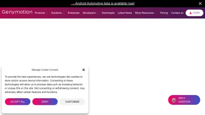 Screenshot of Genymotion.com