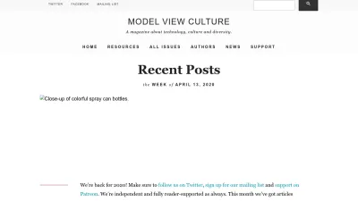 Screenshot of Modelviewculture.com