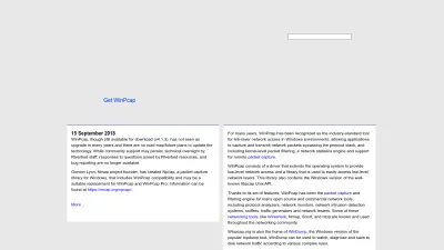 Screenshot of Winpcap.org