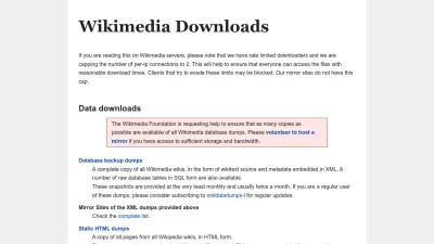 Screenshot preview of dumps.wikimedia.org