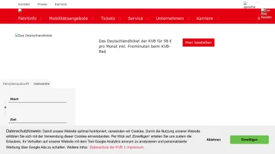 Screenshot preview of kvb.koeln