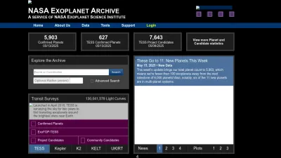 Screenshot of Exoplanetarchive.ipac.caltech.edu