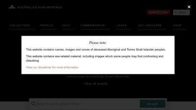 Screenshot of Awm.gov.au