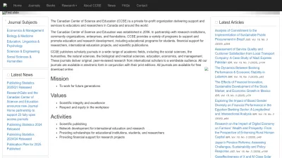 Screenshot of Ccsenet.org
