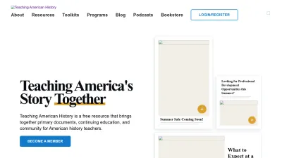 Screenshot of Teachingamericanhistory.org