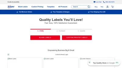 Screenshot of Avery.com