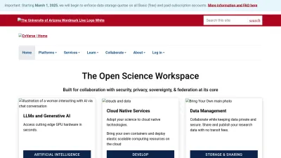 Screenshot of Cyverse.org