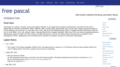 Screenshot of Freepascal.org