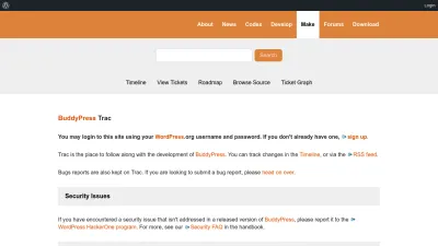 Screenshot of Buddypress.trac.wordpress.org