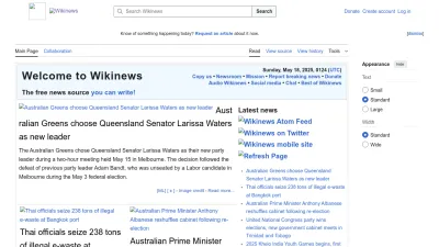 Screenshot of En.wikinews.org
