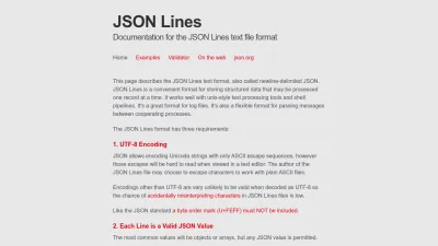 Screenshot preview of jsonlines.org