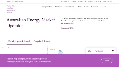Screenshot of Aemo.com.au
