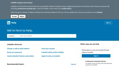 Screenshot of Help.linkedin.com