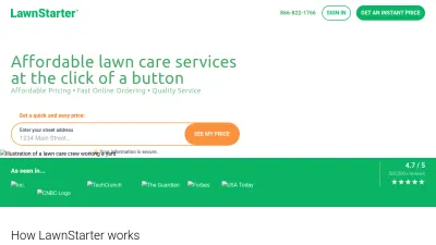 Screenshot of Lawnstarter.com