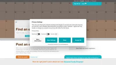 Screenshot of Brownpapertickets.com