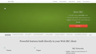 Screenshot of Kiwiirc.com