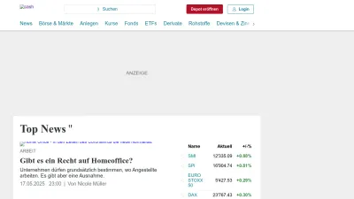 Screenshot of Cash.ch