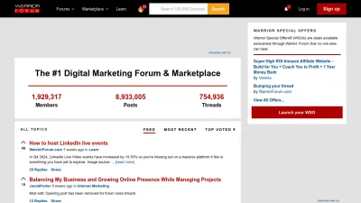 Screenshot of Warriorforum.com