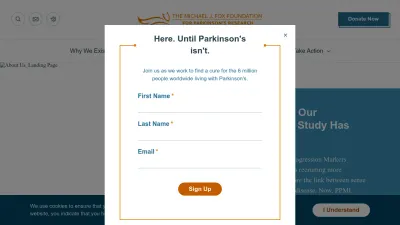 Screenshot of Michaeljfox.org