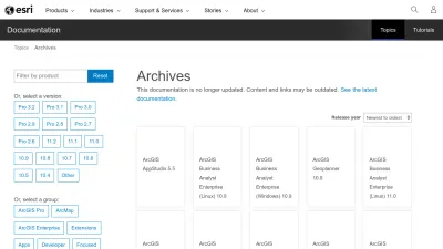 Screenshot of Resources.arcgis.com