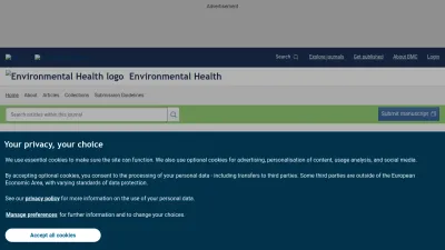 Screenshot of Ehjournal.biomedcentral.com