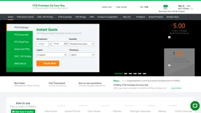 Screenshot of Pcbway.com