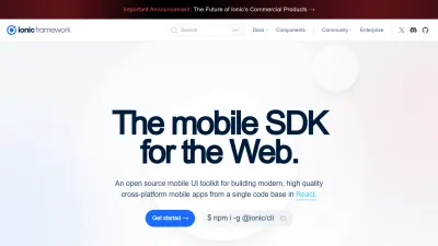 Screenshot of Ionicframework.com