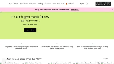 Screenshot of Renttherunway.com