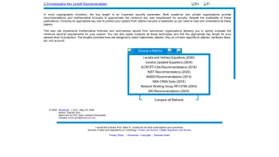 Screenshot of Keylength.com