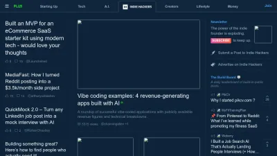 Screenshot of Indiehackers.com
