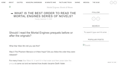 Screenshot of Mortalenginesmovie.com
