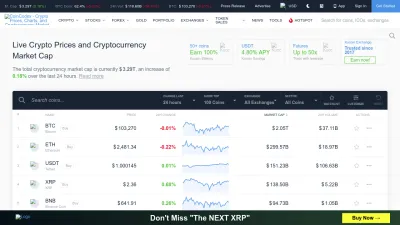 Screenshot of Coincodex.com