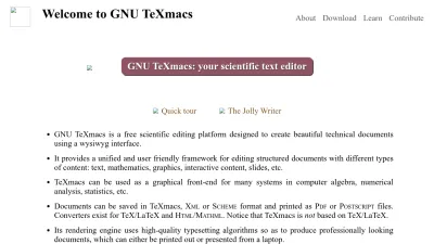 Screenshot of Texmacs.org