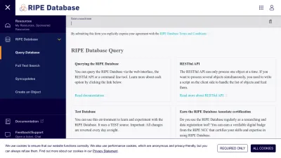 Screenshot of Apps.db.ripe.net