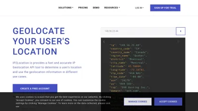 Screenshot preview of ip2location.io