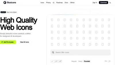 Screenshot of Boxicons.com