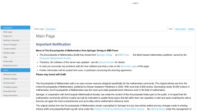 Screenshot of Encyclopediaofmath.org