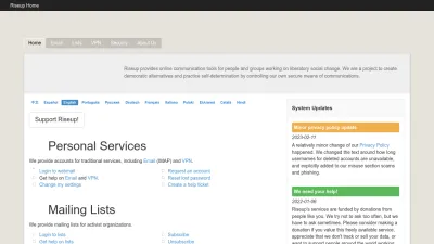 Screenshot of Riseup.net