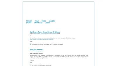 Screenshot preview of peach.blender.org