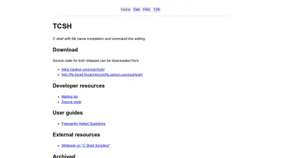 Screenshot of Tcsh.org