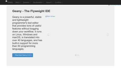 Screenshot of Geany.org