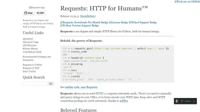 Screenshot of Requests.readthedocs.io