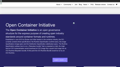 Screenshot of Opencontainers.org